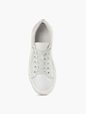 Women's White Leather Lace-Up Sneaker